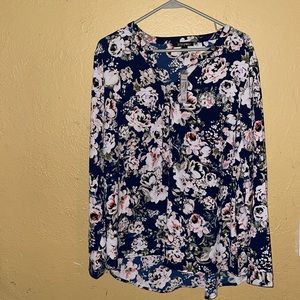 Dark blue floral blouse